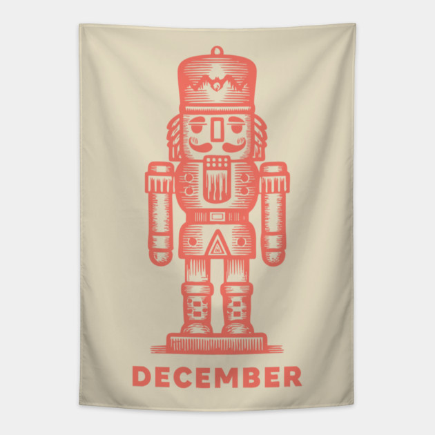 Vintage December Nutcracker - Retro Christmas Toy Soldier Tapestry by TuncGK
