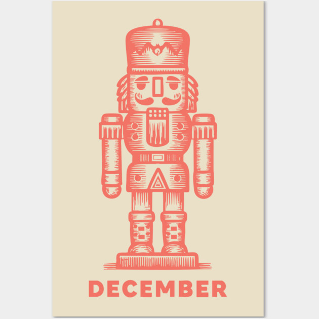 Vintage December Nutcracker - Retro Christmas Toy Soldier Wall Art by TuncGK