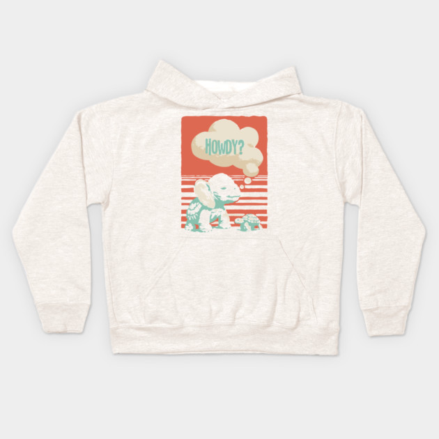 Howdy From a Whimsical Turtle-phant - Surreal Retro Art Kids Hoodie by TuncGK