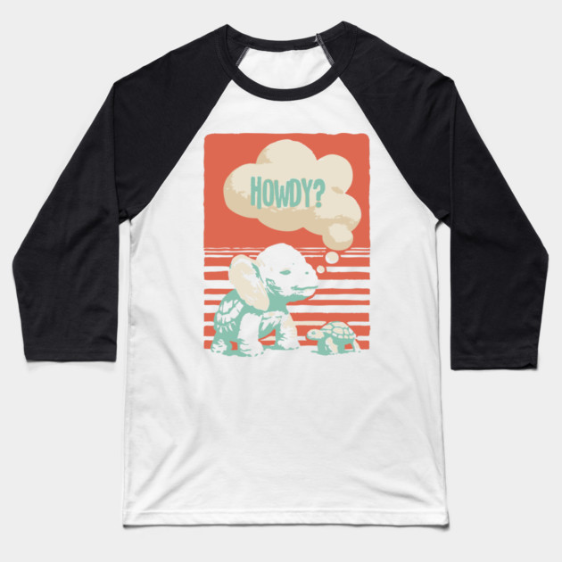 Howdy From a Whimsical Turtle-phant - Surreal Retro Art Baseball T-Shirt by TuncGK