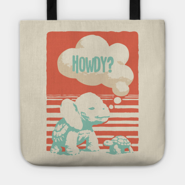 Howdy From a Whimsical Turtle-phant - Surreal Retro Art Tote by TuncGK