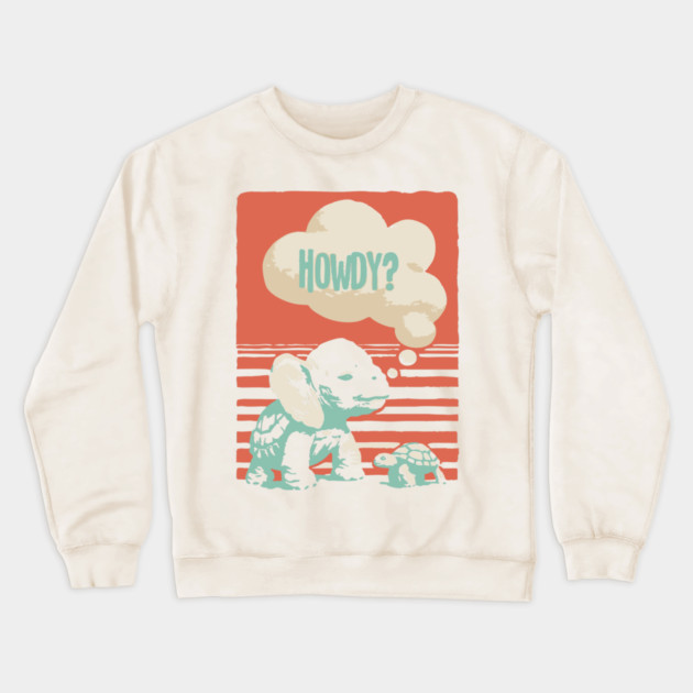 Howdy From a Whimsical Turtle-phant - Surreal Retro Art Crewneck Sweatshirt by TuncGK