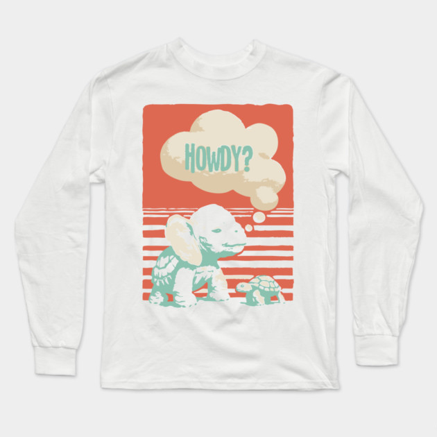 Howdy From a Whimsical Turtle-phant - Surreal Retro Art Long Sleeve T-Shirt by TuncGK