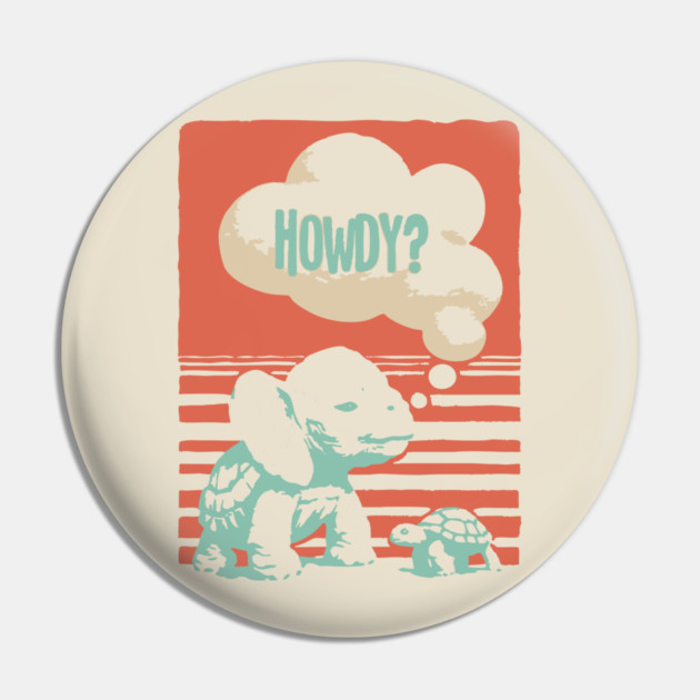 Howdy From a Whimsical Turtle-phant - Surreal Retro Art Pin by TuncGK