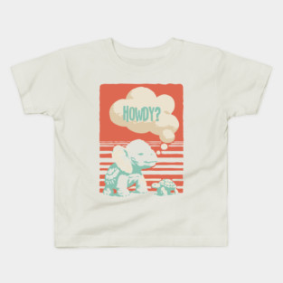 Howdy From a Whimsical Turtle-phant - Surreal Retro Art Kids T-Shirt