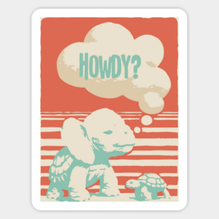 Howdy From a Whimsical Turtle-phant - Surreal Retro Art Sticker