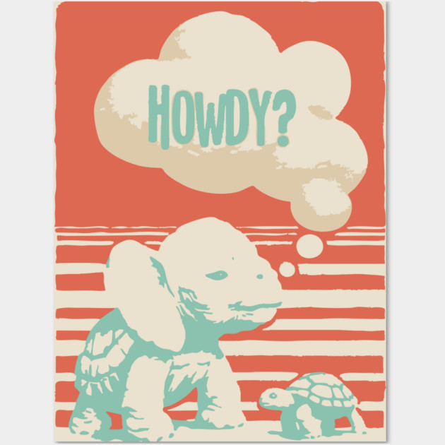 Howdy From a Whimsical Turtle-phant - Surreal Retro Art Wall Art by TuncGK