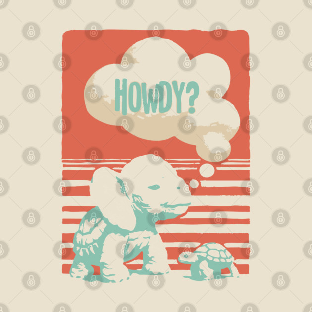 Howdy From a Whimsical Turtle-phant - Surreal Retro Art by TuncGK