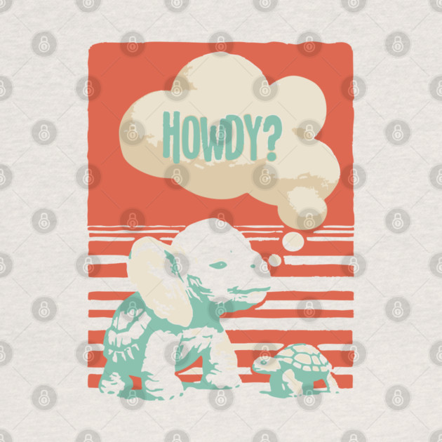 Howdy From a Whimsical Turtle-phant - Surreal Retro Art by TuncGK