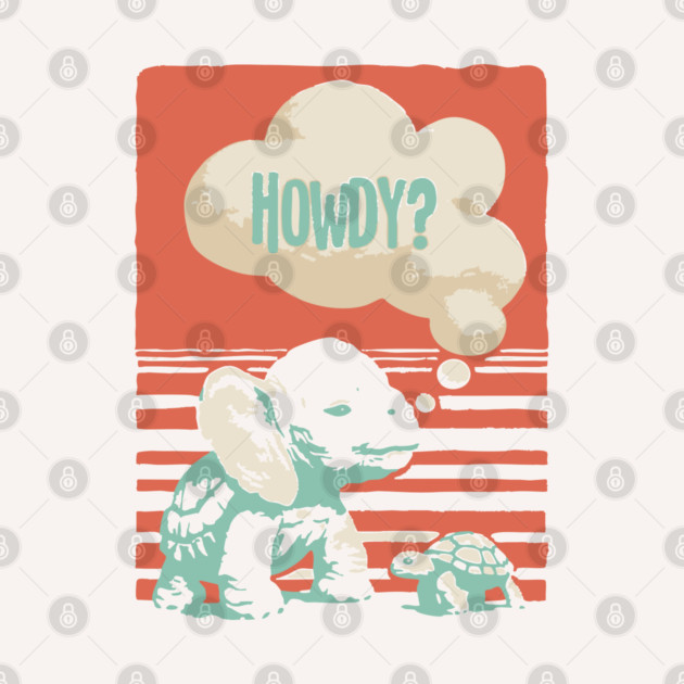 Howdy From a Whimsical Turtle-phant - Surreal Retro Art by TuncGK