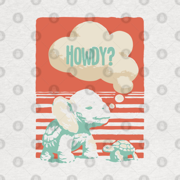 Howdy From a Whimsical Turtle-phant - Surreal Retro Art by TuncGK