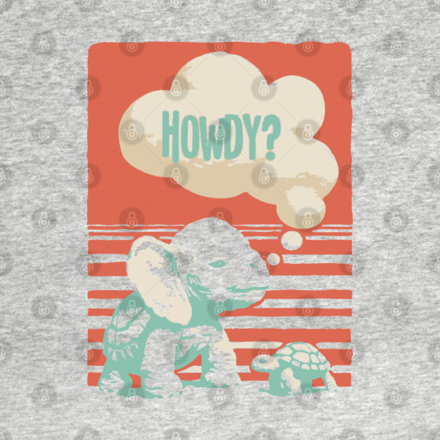 Howdy From a Whimsical Turtle-phant - Surreal Retro Art by TuncGK