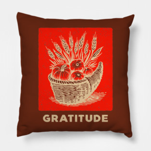 Gratitude Cornucopia - Vintage Thanksgiving Horn of Plenty Art Pillow