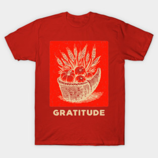 Gratitude Cornucopia - Vintage Thanksgiving Horn of Plenty Art T-Shirt