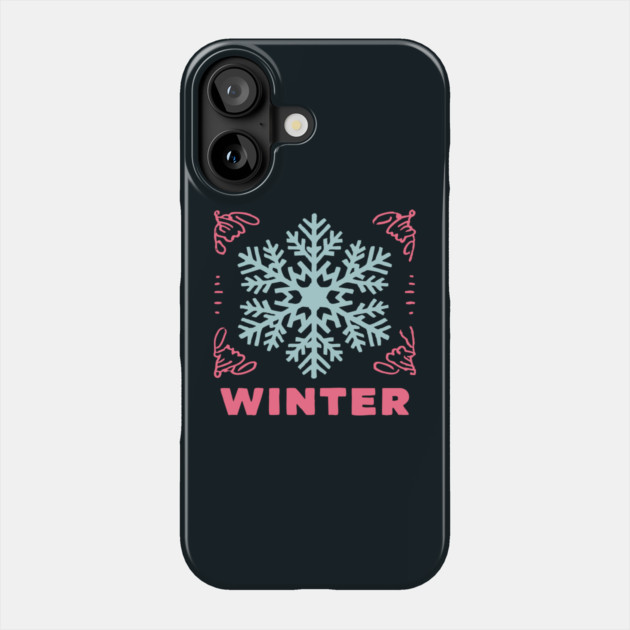 Retro Winter Snowflake - Mid-Century Modern Holiday Graphic Art Phone Case by TuncGK