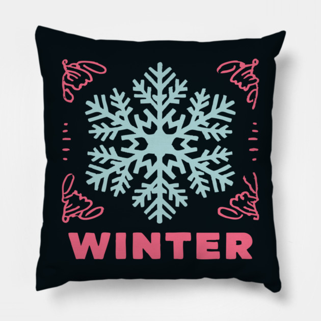 Retro Winter Snowflake - Mid-Century Modern Holiday Graphic Art Pillow by TuncGK