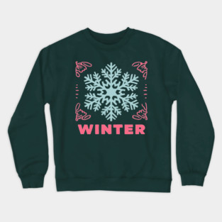 Retro Winter Snowflake - Mid-Century Modern Holiday Graphic Art Crewneck Sweatshirt