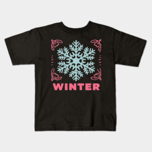 Retro Winter Snowflake - Mid-Century Modern Holiday Graphic Art Kids T-Shirt