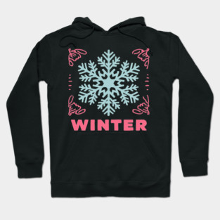 Retro Winter Snowflake - Mid-Century Modern Holiday Graphic Art Hoodie