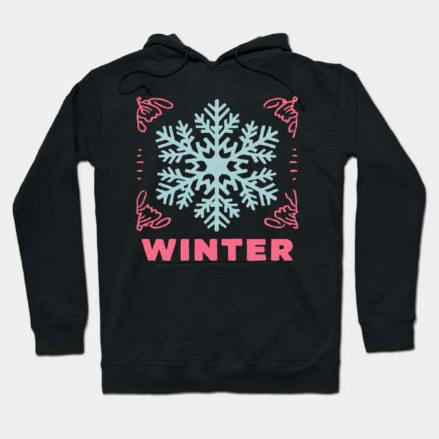 Retro Winter Snowflake - Mid-Century Modern Holiday Graphic Art Hoodie by TuncGK