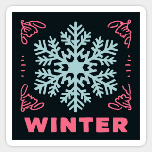 Retro Winter Snowflake - Mid-Century Modern Holiday Graphic Art Sticker