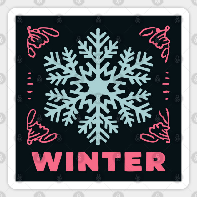 Retro Winter Snowflake - Mid-Century Modern Holiday Graphic Art Sticker by TuncGK