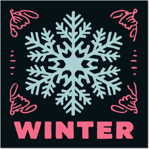 Retro Winter Snowflake - Mid-Century Modern Holiday Graphic Art Wall Art by TuncGK