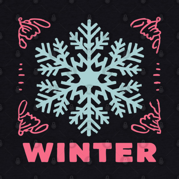 Retro Winter Snowflake - Mid-Century Modern Holiday Graphic Art by TuncGK