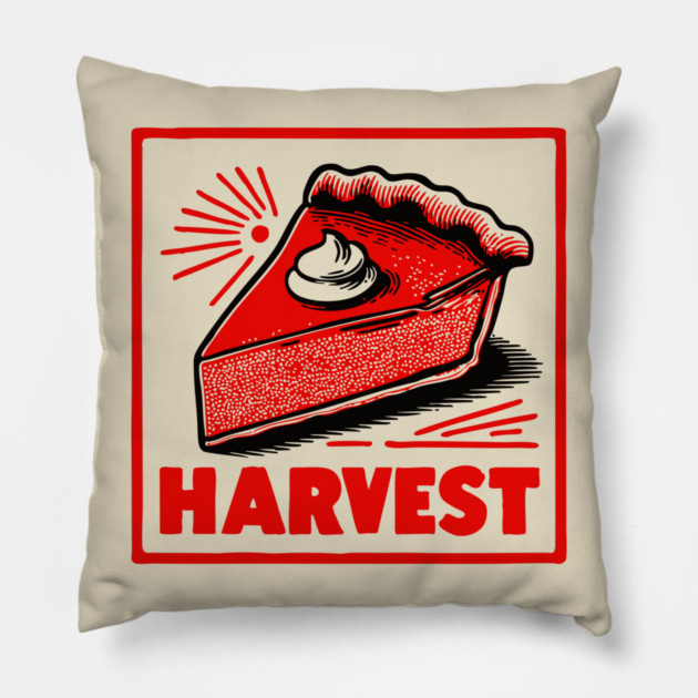 Retro Harvest Pumpkin Pie Slice - Vintage Autumn Dessert Art Pillow by TuncGK