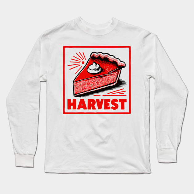 Retro Harvest Pumpkin Pie Slice - Vintage Autumn Dessert Art Long Sleeve T-Shirt by TuncGK