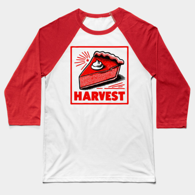 Retro Harvest Pumpkin Pie Slice - Vintage Autumn Dessert Art Baseball T-Shirt by TuncGK