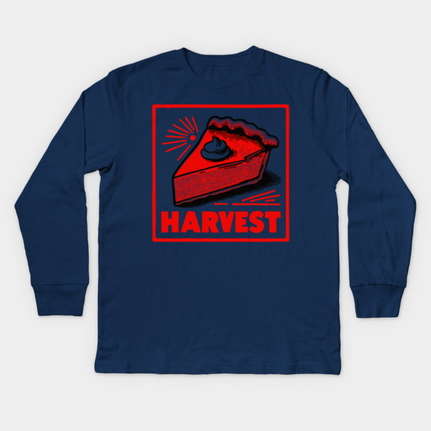 Retro Harvest Pumpkin Pie Slice - Vintage Autumn Dessert Art Kids Long Sleeve T-Shirt by TuncGK