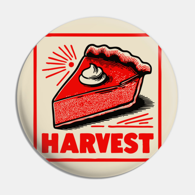 Retro Harvest Pumpkin Pie Slice - Vintage Autumn Dessert Art Pin by TuncGK
