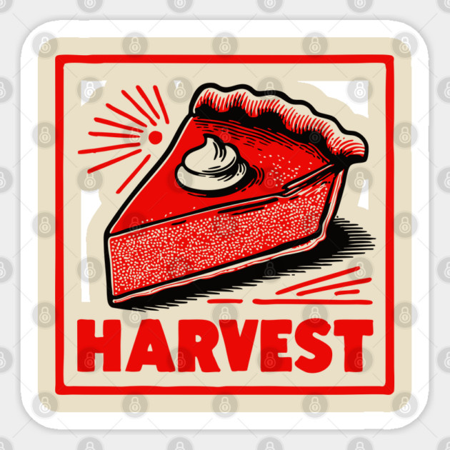 Retro Harvest Pumpkin Pie Slice - Vintage Autumn Dessert Art Sticker by TuncGK