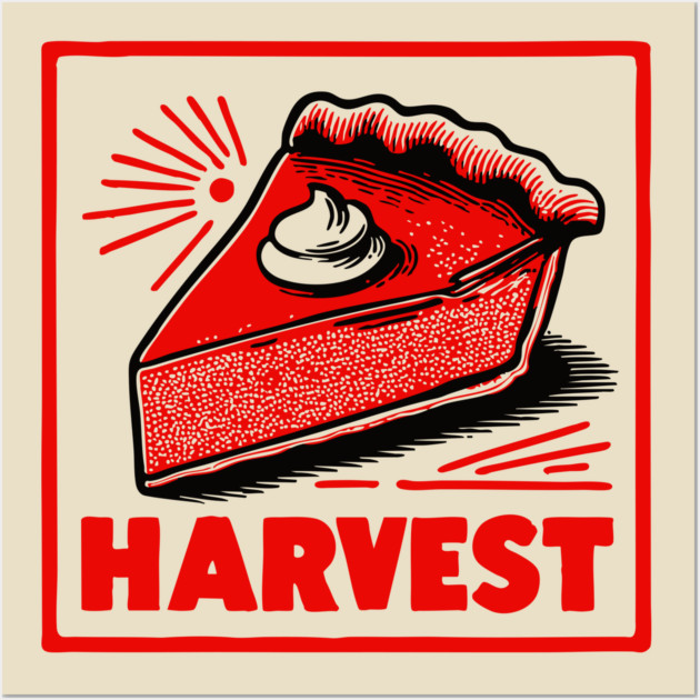 Retro Harvest Pumpkin Pie Slice - Vintage Autumn Dessert Art Wall Art by TuncGK