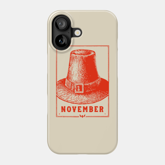 Vintage November Pilgrim Hat - Retro Thanksgiving Graphic Phone Case by TuncGK