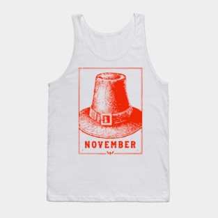 Vintage November Pilgrim Hat - Retro Thanksgiving Graphic Tank Top