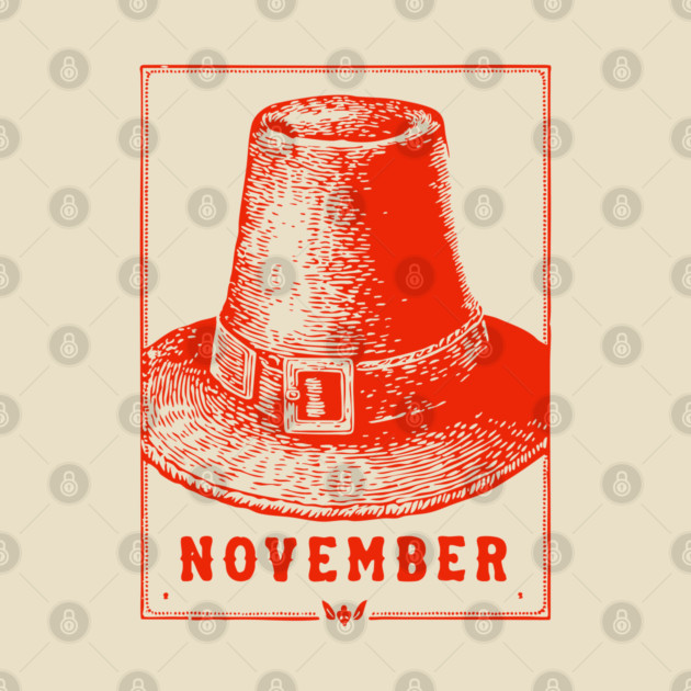 Vintage November Pilgrim Hat - Retro Thanksgiving Graphic by TuncGK