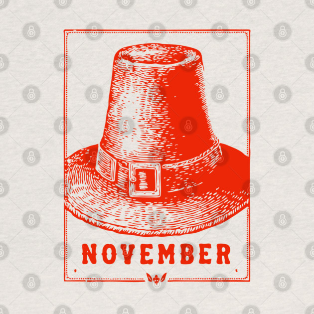 Vintage November Pilgrim Hat - Retro Thanksgiving Graphic by TuncGK