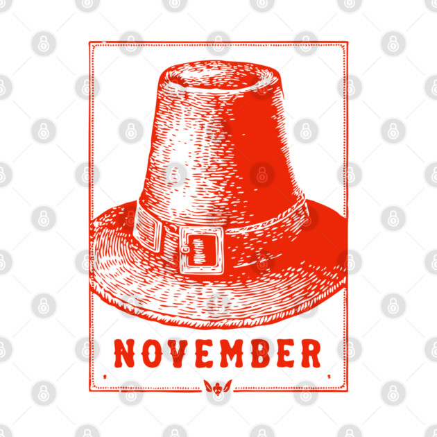 Vintage November Pilgrim Hat - Retro Thanksgiving Graphic by TuncGK