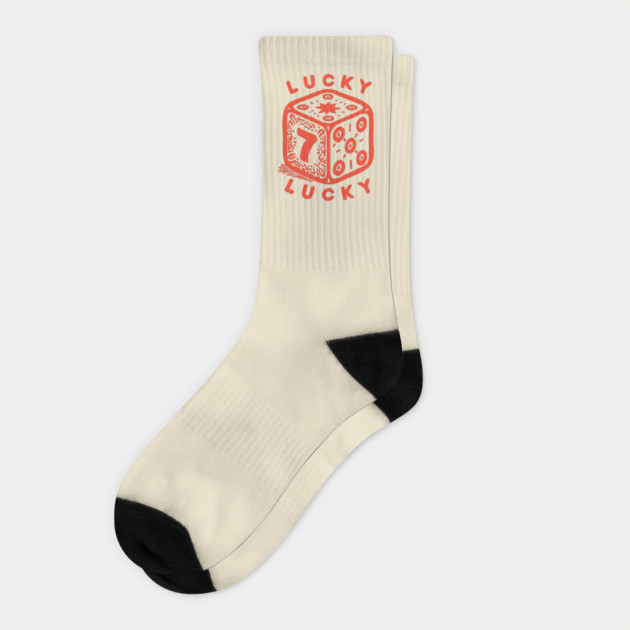 Lucky Number Seven Dice - Vintage Casino Game Graphic Socks by TuncGK