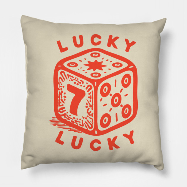 Lucky Number Seven Dice - Vintage Casino Game Graphic Pillow by TuncGK