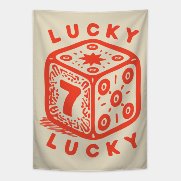 Lucky Number Seven Dice - Vintage Casino Game Graphic Tapestry by TuncGK