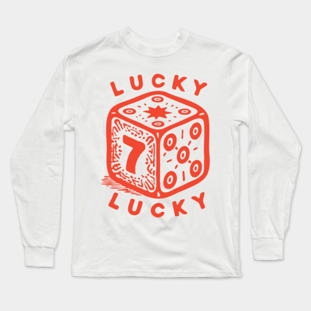 Lucky Number Seven Dice - Vintage Casino Game Graphic Long Sleeve T-Shirt by TuncGK
