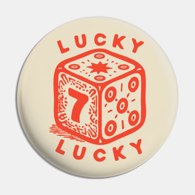 Lucky Number Seven Dice - Vintage Casino Game Graphic Pin by TuncGK