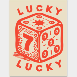 Lucky Number Seven Dice - Vintage Casino Game Graphic Posters and Art