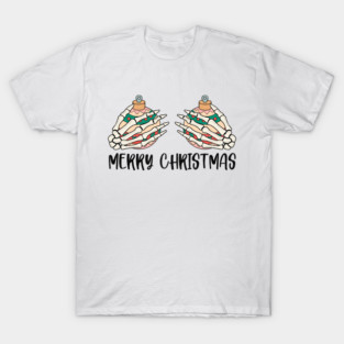 Skeleton Hands Holding Christmas Ornaments T-Shirt