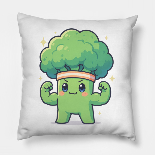Strong Broccoli Shirt | Garden Therapy Collection by Leaf & Lee – Funny Fitness Veggie Tee for Positive Energy & Self Care Motivation Pillow by Anne Lee
