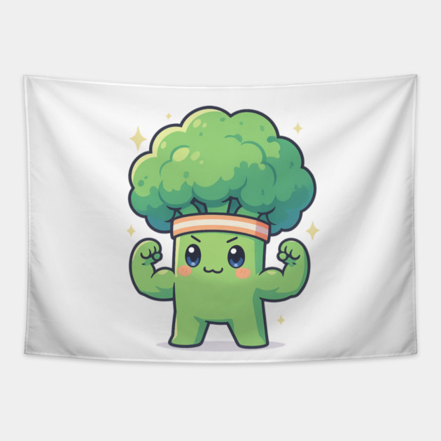 Strong Broccoli Shirt | Garden Therapy Collection by Leaf & Lee – Funny Fitness Veggie Tee for Positive Energy & Self Care Motivation Tapestry by Anne Lee
