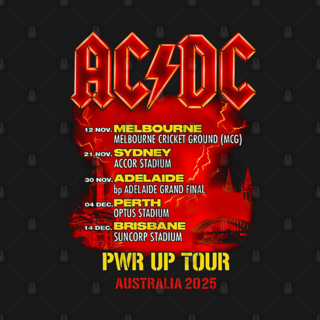 AC/DC Power Up Tour Australia 2025 Rock Guitar Concert - Acdc - T-Shirt ...